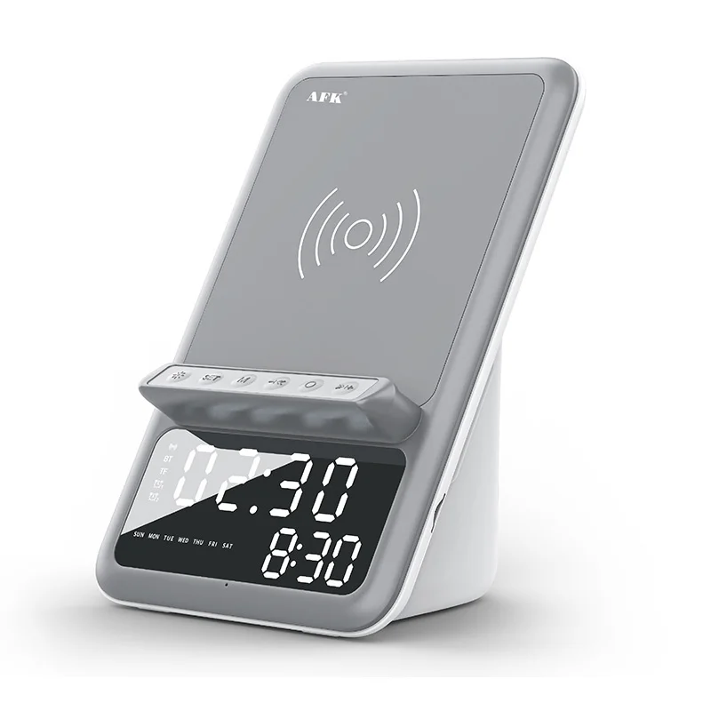 

BT512 Wireless Charging Speaker Led Alarm Clock With Wireless Charging Dock Stand Fm Radio USB Fast Charger Recommend Sale