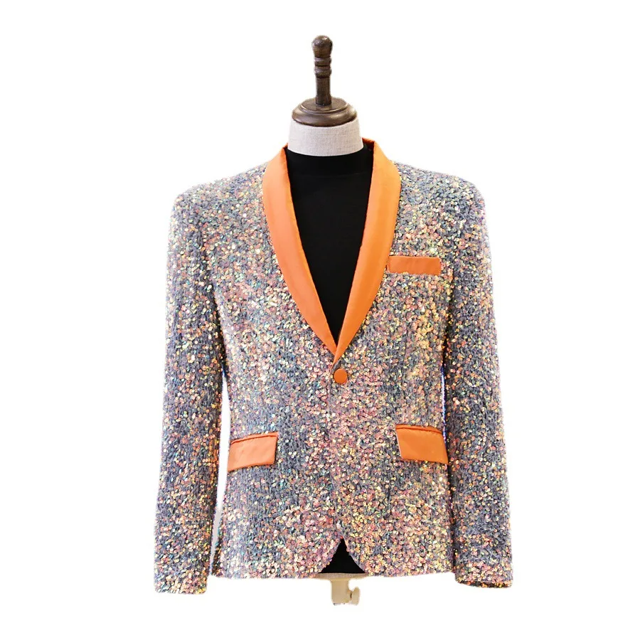 Men Colorful Sequin Dress Blazer Fashion Brand New Shawl Lapel Single Button Blazer Men Wedding Party Banquet Dance Prom Costume
Men Colorful Sequin Dress Blazer Fashion Brand New Shawl Lapel Single Button Blazer Men Wedding Party Banquet Dance Prom Costume