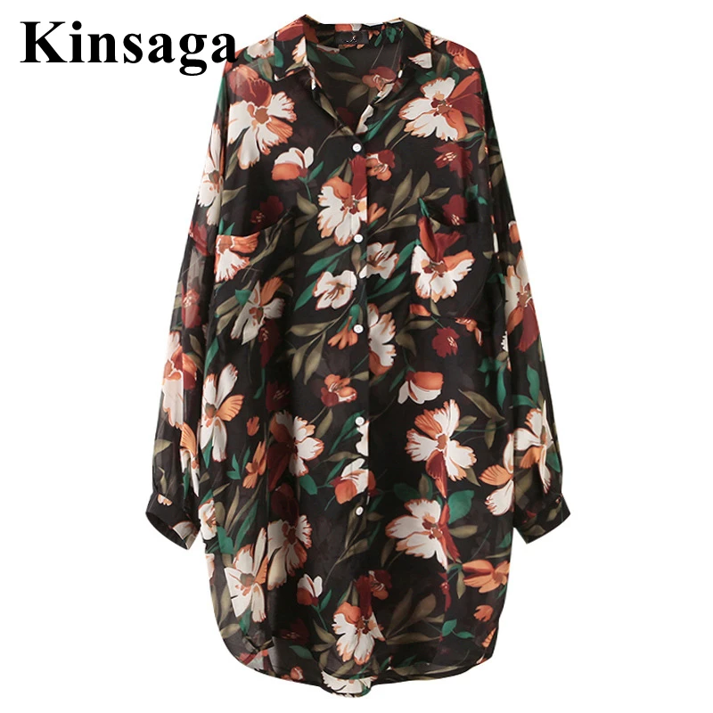 Женская блузка с цветочным принтом и длинным рукавом «летучая мышь» 
Женская блузка с цветочным принтом и длинным рукавом «летучая мышь»