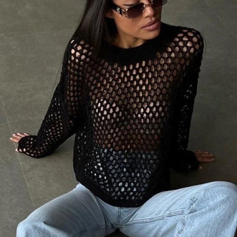 Sexy Hollow Out Oversized Pullovers Tees Y2K Vintage Knitted Loose Smock Sweater Chic Women Aesthetic Retro Knitwear Tops
Sexy Hollow Out Oversized Pullovers Tees Y2K Vintage Knitted Loose Smock Sweater Chic Women Aesthetic Retro Knitwear Tops