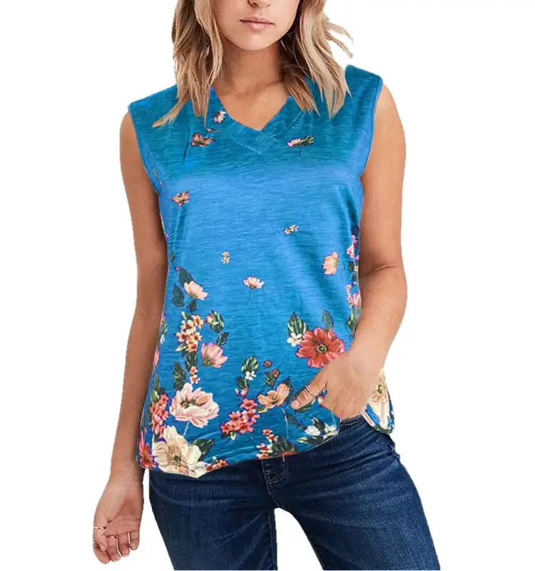 Female Summer New Fashion Flowers Printed V-neck Sleeveless Casual Loose Top Thin and Comfortable T-shirt Streetwear
Female Summer New Fashion Flowers Printed V-neck Sleeveless Casual Loose Top Thin and Comfortable T-shirt Streetwear