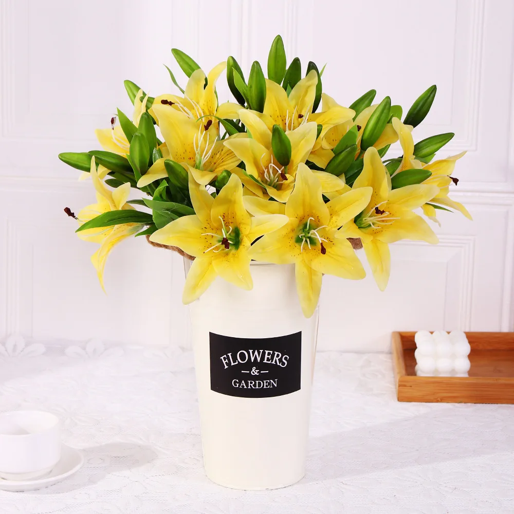 Rtificial Flower 3D Printing Lily PU Film Feel 3 Heads Wedding Living Room Bedroom Decoration Photography Ornaments Fake Lily
Rtificial Flower 3D Printing Lily PU Film Feel 3 Heads Wedding Living Room Bedroom Decoration Photography Ornaments Fake Lily