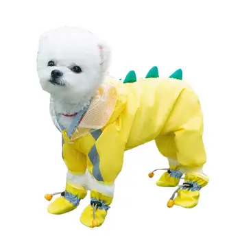 Dog Raincoats For Large Dogs Four-Legged Dog Rain Jacket All-Inclusive With Hood Waterproof Night Reflective Strip Poncho Jacket