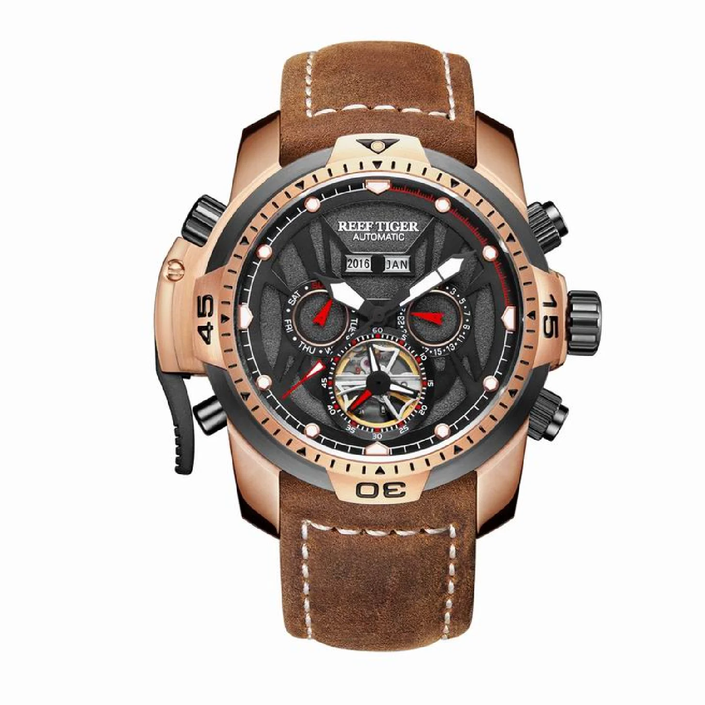 Reef Tiger Men Automatic Watch Luxury Mens Wrist Watches Mechanical Wristwatch Sport 100M Waterproof Switzerland Sapphire Mirror
Reef Tiger Men Automatic Watch Luxury Mens Wrist Watches Mechanical Wristwatch Sport 100M Waterproof Switzerland Sapphire Mirror