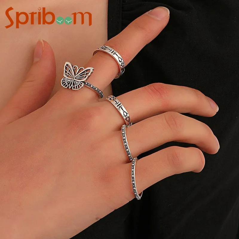 Vintage Butterfly Ring Set Fashion Hollow Animal Metal Rings for Women Temperament Female Jewelry Wedding Accessories
Vintage Butterfly Ring Set Fashion Hollow Animal Metal Rings for Women Temperament Female Jewelry Wedding Accessories