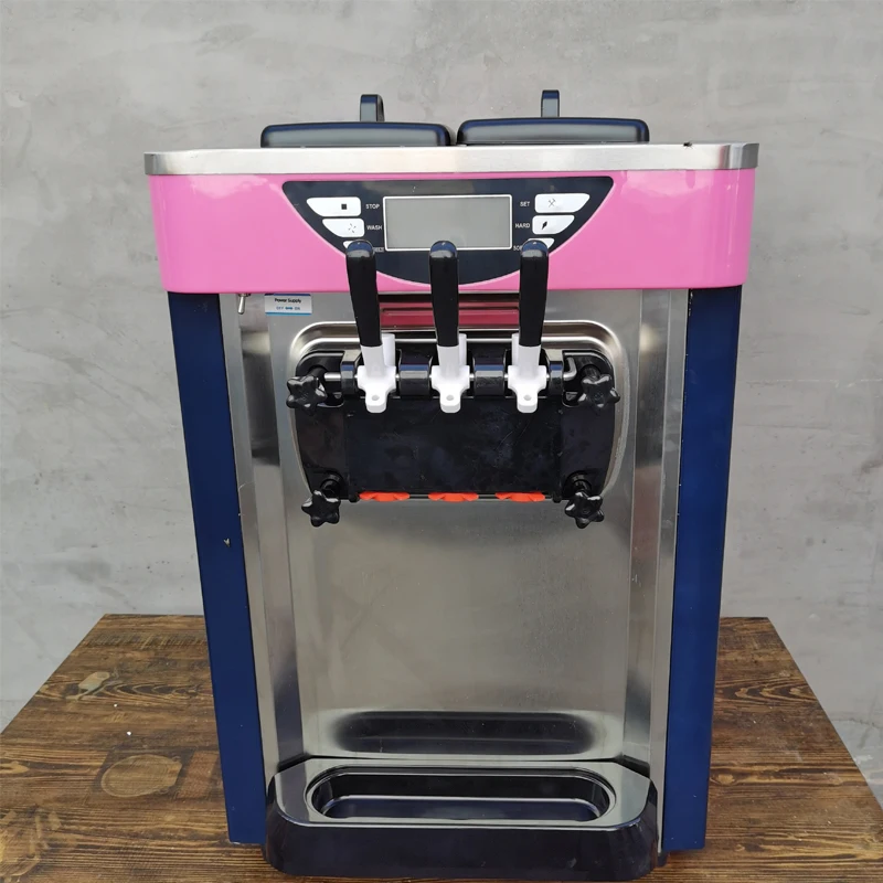 

Машина для производства мягкого мороженого 21-26L/H, коммерческие охладители сорбета, трехцветный Настольный аппарат для замораживания сладк...
