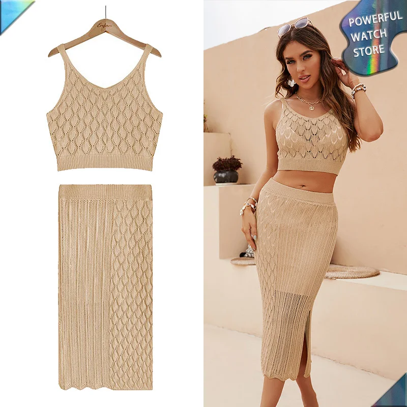 Lingge Stripe Two Piece Sleeveless Women's Set 2023 Summer Solid Small Tank Top Split Midi Long Dress Women's Travel Street Wear
Lingge Stripe Two Piece Sleeveless Women's Set 2023 Summer Solid Small Tank Top Split Midi Long Dress Women's Travel Street Wear
