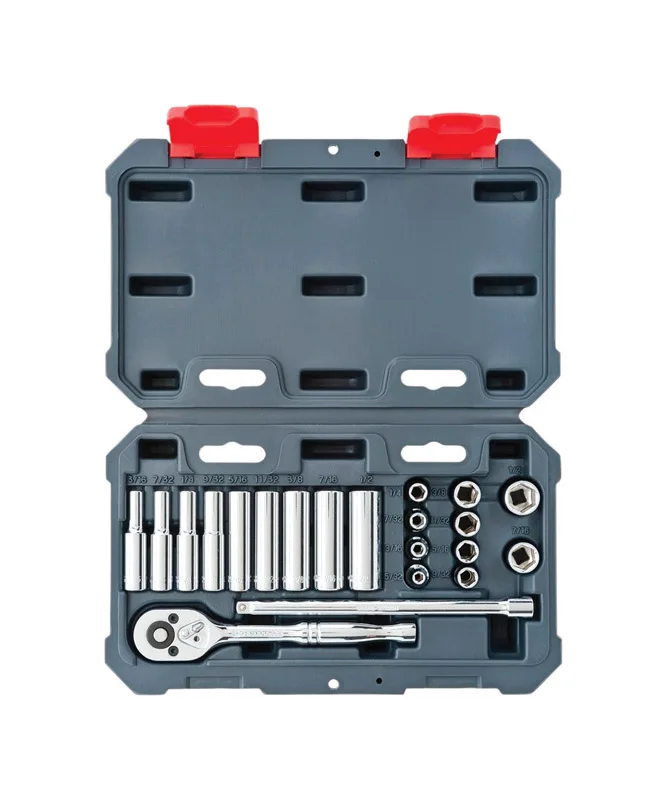 Assorted Sizes x 1/4 in. drive SAE 6 Point Socket Wrench Set 21 pc.Car Repair Tool Universal Wrench Tool for Car Repair Set of W
Assorted Sizes x 1/4 in. drive SAE 6 Point Socket Wrench Set 21 pc.Car Repair Tool Universal Wrench Tool for Car Repair Set of W