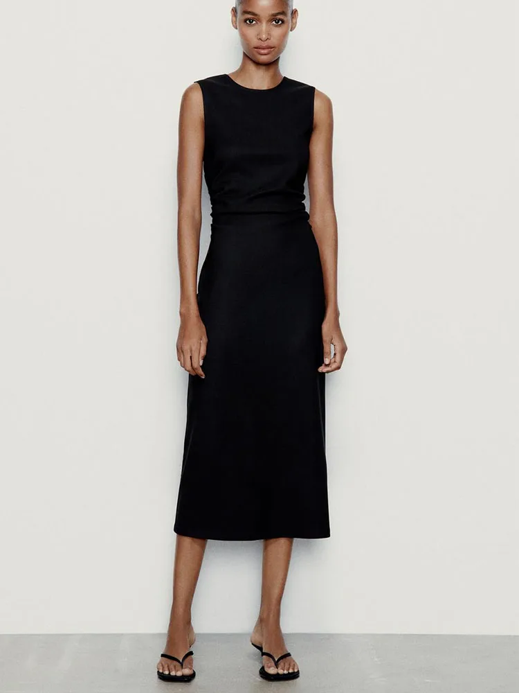 High Quality Black Elegant and Dignified 2023 Summer Fashion New Comfortable Round Neck Sleeveless Midi Dress Women's Robe
High Quality Black Elegant and Dignified 2023 Summer Fashion New Comfortable Round Neck Sleeveless Midi Dress Women's Robe
