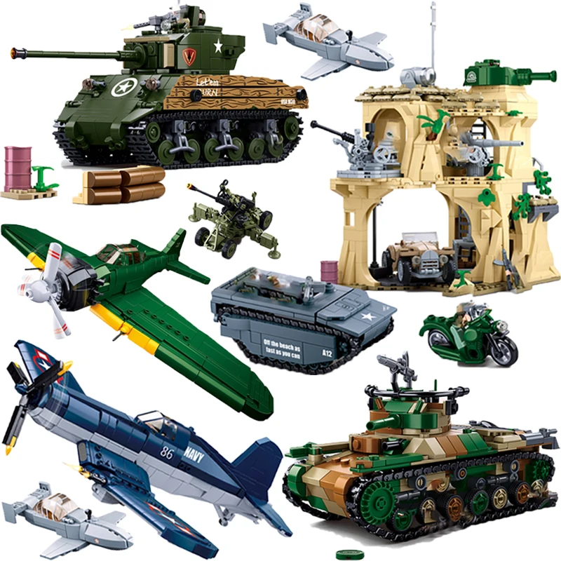 

Конструктор Военный WW2, фигурка солдата, аксессуары для транспортных средств A6M F4U Fighter 98, танковое оружие, армейский кирпич, подарок, игрушки для детей S002