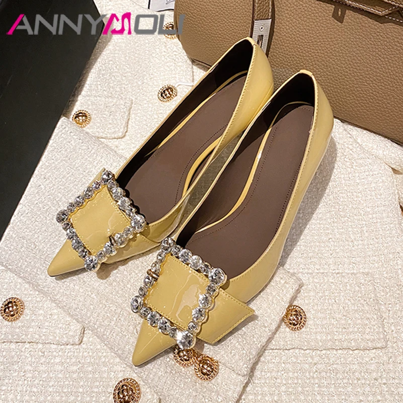 ANNYMOLI Genuine Leather Shoes Women Fashion Thin Heels Pumps Pointed Toe Crystal High Heel Female Spring Footwear Beige Black
ANNYMOLI Genuine Leather Shoes Women Fashion Thin Heels Pumps Pointed Toe Crystal High Heel Female Spring Footwear Beige Black