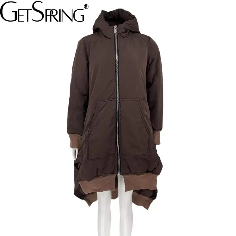 GetSpring Women Parkas Hooded Thickened Patchwork Zipper Ladies Winter Coat Jacket Loose Leisure Long Female Overcoat Tops 2022
GetSpring Women Parkas Hooded Thickened Patchwork Zipper Ladies Winter Coat Jacket Loose Leisure Long Female Overcoat Tops 2022