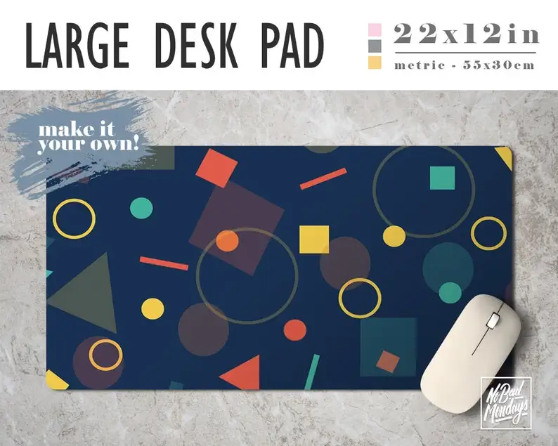 Basic Shapes Print Desk Mat with Available Custom Monogram - 2 Sizes - High Quality Digital Print, Extended Mouse Pad - Desk Acc
Basic Shapes Print Desk Mat with Available Custom Monogram - 2 Sizes - High Quality Digital Print, Extended Mouse Pad - Desk Acc