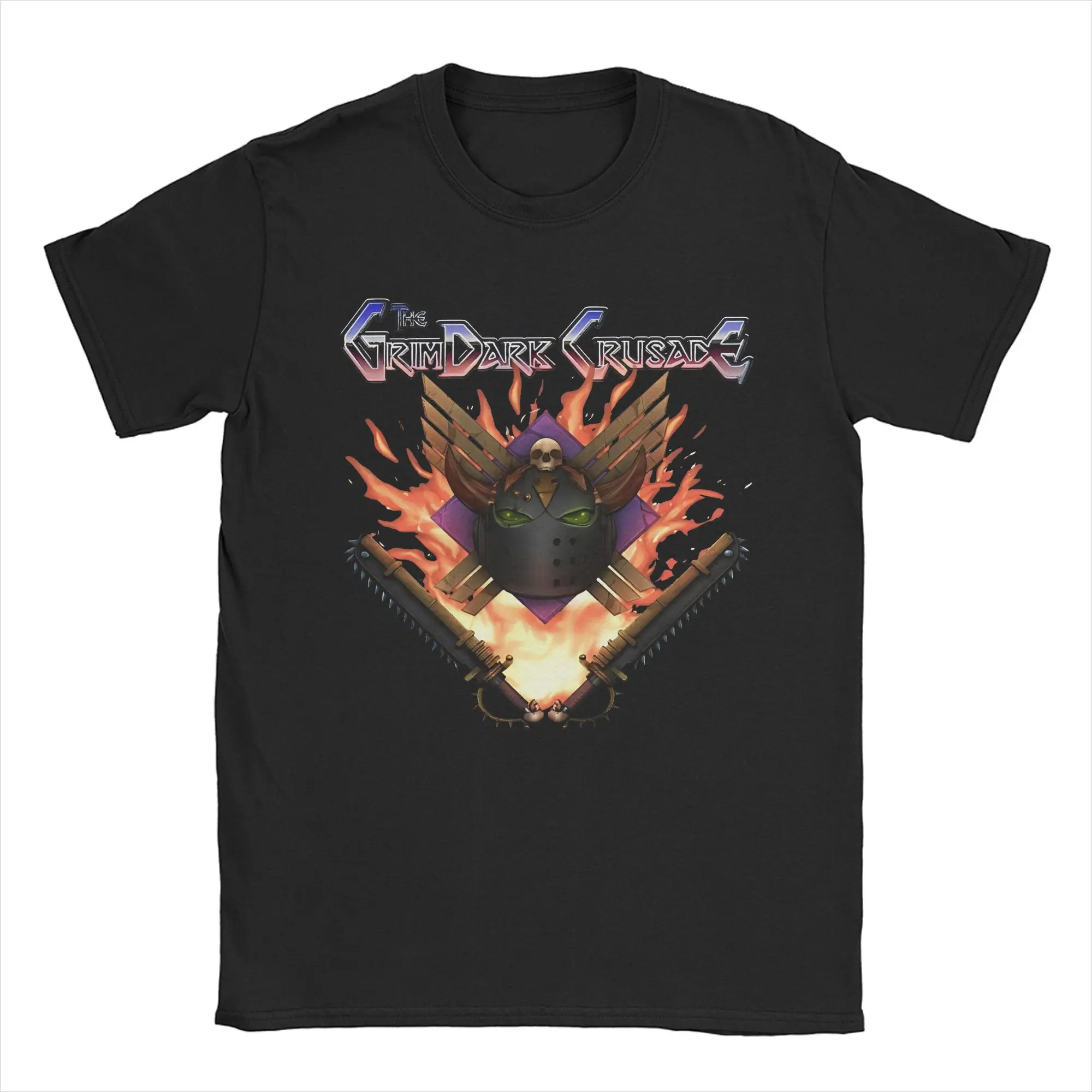 Warhammers 40k The GrimDark Crusade T-Shirt Men 100%Cotton Tops Shirts Printed O-neck Short Sleeve