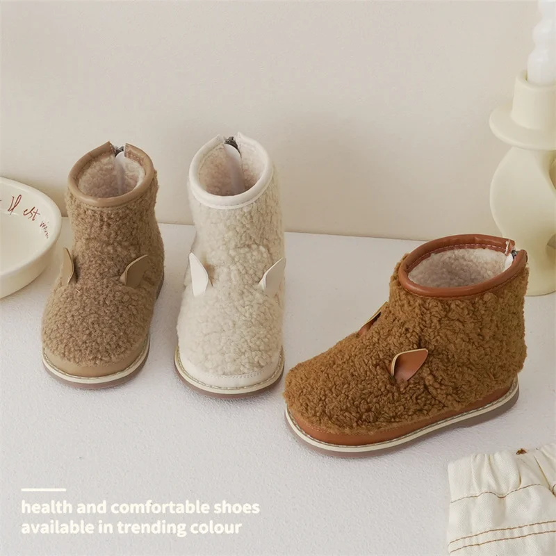 Children Snow Boots Girls Fashion Sheep Fleece Warm Winter Boots Boys No-slip Soft Sole Casual Shoes Size 23-32
Children Snow Boots Girls Fashion Sheep Fleece Warm Winter Boots Boys No-slip Soft Sole Casual Shoes Size 23-32