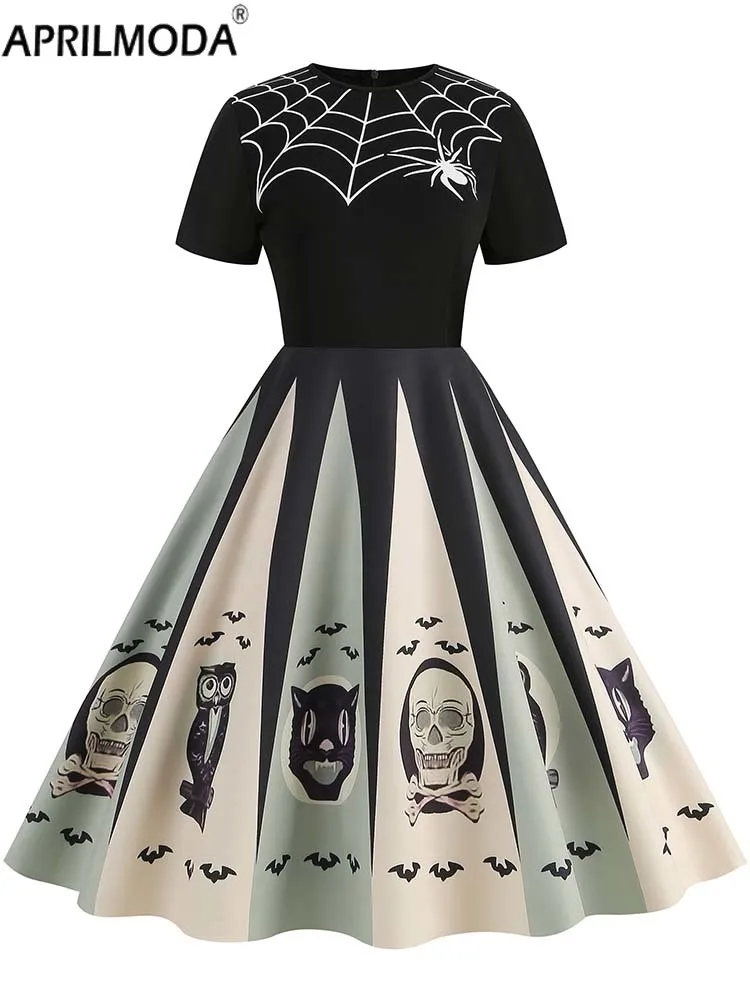 Elegant Holiday Women Halloween Costumes Dresses Short Sleeve Print 2023 Autumn Winter 50s Vintage Party Dress Cosplay Vestidos
Elegant Holiday Women Halloween Costumes Dresses Short Sleeve Print 2023 Autumn Winter 50s Vintage Party Dress Cosplay Vestidos