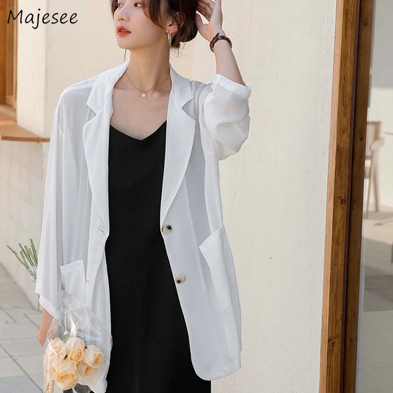 Blazers Women Long Sleeve Chiffon Notched Hot Sale Leisure Baggy All-match Sunscreen Summer Thin Korean Style Simple Stylish Ins
Blazers Women Long Sleeve Chiffon Notched Hot Sale Leisure Baggy All-match Sunscreen Summer Thin Korean Style Simple Stylish Ins