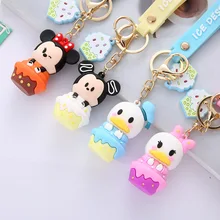 Disney Cartoon Doll Keychain Mickey Mouse Minnie Anime Figures Toy Kawaii Bag Pendant Car Keychain Boys Girls Kids Students Gift