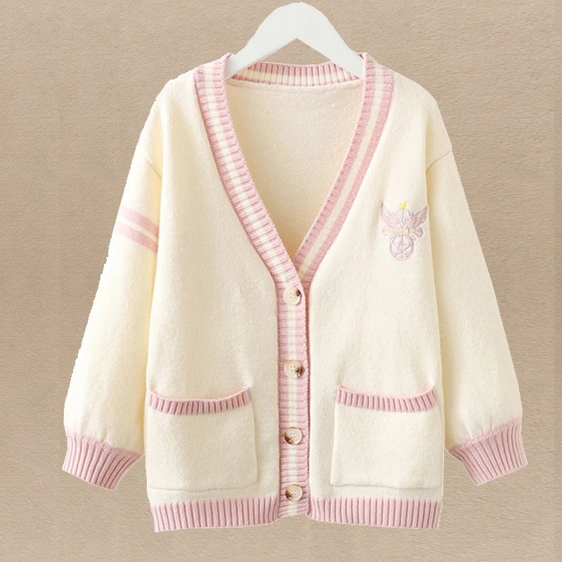 

Baby Girls Sweaters for Kids Cardigans School Preppy Knitted Coat Autumn Winter Children Clothes Teenagers Jackets 8 10 12 Years