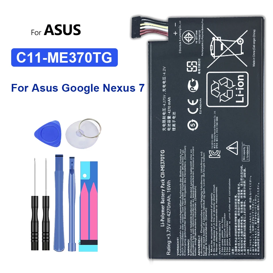 Replacement Tablet Battery 4270mAh For Asus Google Nexus 7 Nexus7 2012 3G Version Battery C11-ME370TG
Replacement Tablet Battery 4270mAh For Asus Google Nexus 7 Nexus7 2012 3G Version Battery C11-ME370TG