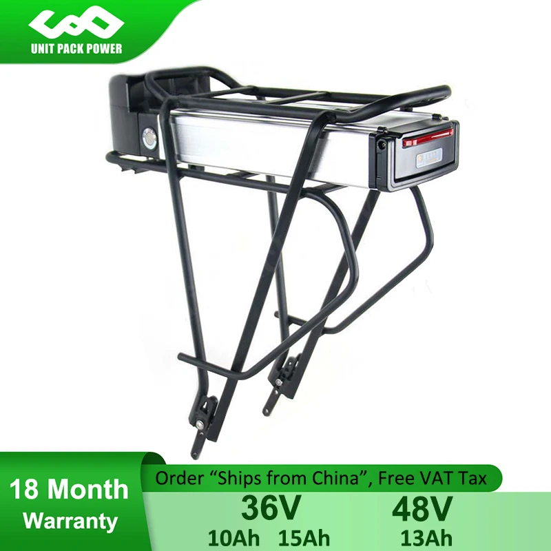 

48V 13Ah 36V 10Ah 15Ah Rear Rack eBike Battery With Double Luggage Rack for Bafang CSC 1000W 750W 500W 350W 250W Bicycle Motor