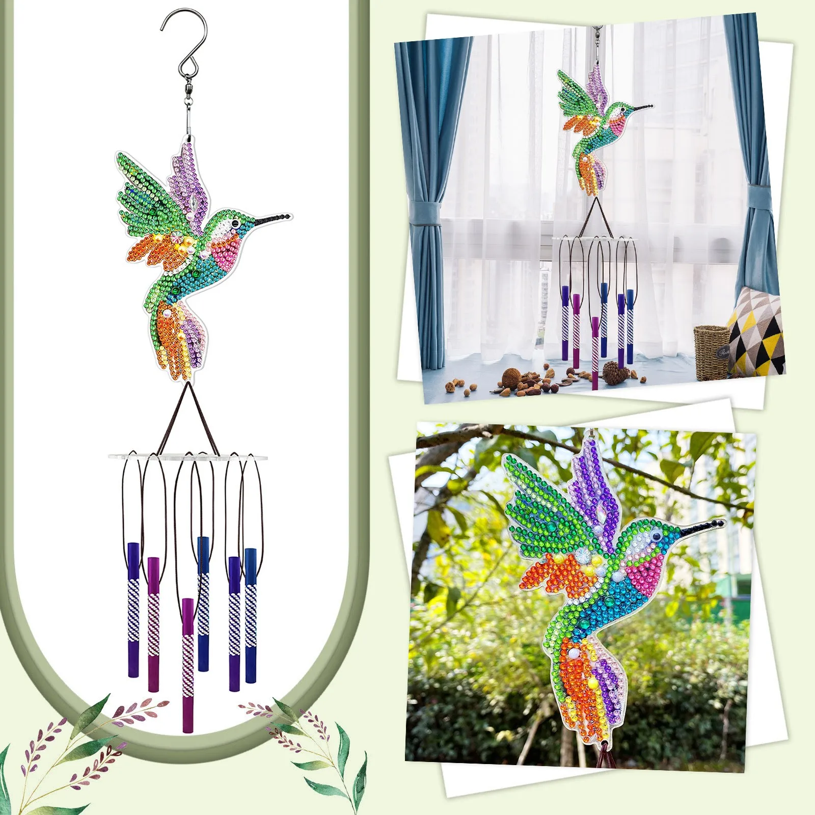DIY Wind Chime Pendant 5D Wind Chime Doorframe Decoration Double Sided Crystal Pendant Hummingbird outside Decorations
DIY Wind Chime Pendant 5D Wind Chime Doorframe Decoration Double Sided Crystal Pendant Hummingbird outside Decorations