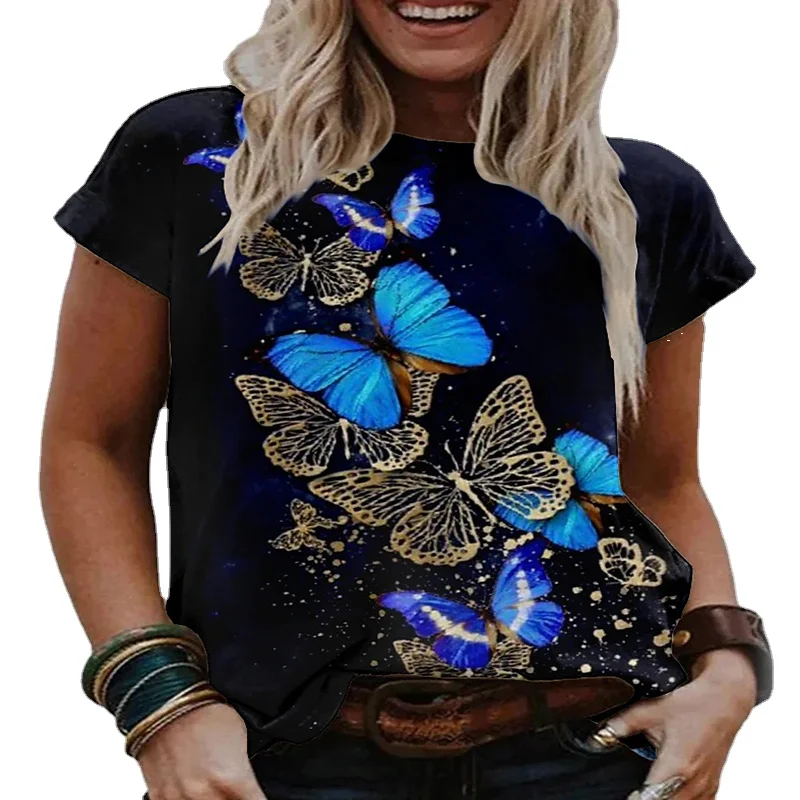 New summer butterfly graphic fashion printed T-shirt women's clothing short sleeve casual top hot selling o-neck women's T-shirt
New summer butterfly graphic fashion printed T-shirt women's clothing short sleeve casual top hot selling o-neck women's T-shirt
