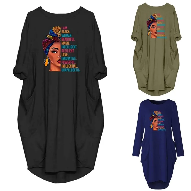 Pullover Round Neck Autumn/Winter Long Sleeve Casual Loose Fashion Print Pullover Pocket Large Irregular Women's Dresses Vestido
Pullover Round Neck Autumn/Winter Long Sleeve Casual Loose Fashion Print Pullover Pocket Large Irregular Women's Dresses Vestido