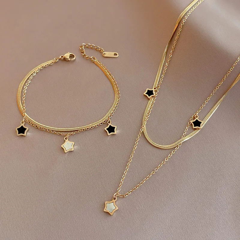 Fashion Stainless Steel Multilayer Chain Star Charm Necklace Bracelet For Women New Trend Jewelry Set Girls Party Gifts
Fashion Stainless Steel Multilayer Chain Star Charm Necklace Bracelet For Women New Trend Jewelry Set Girls Party Gifts