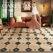 French Retro Living Room Decoration Carpets Thicken Bedside Rugs for Bedroom Large Area Home Non-slip Mat Washable Lounge Rug