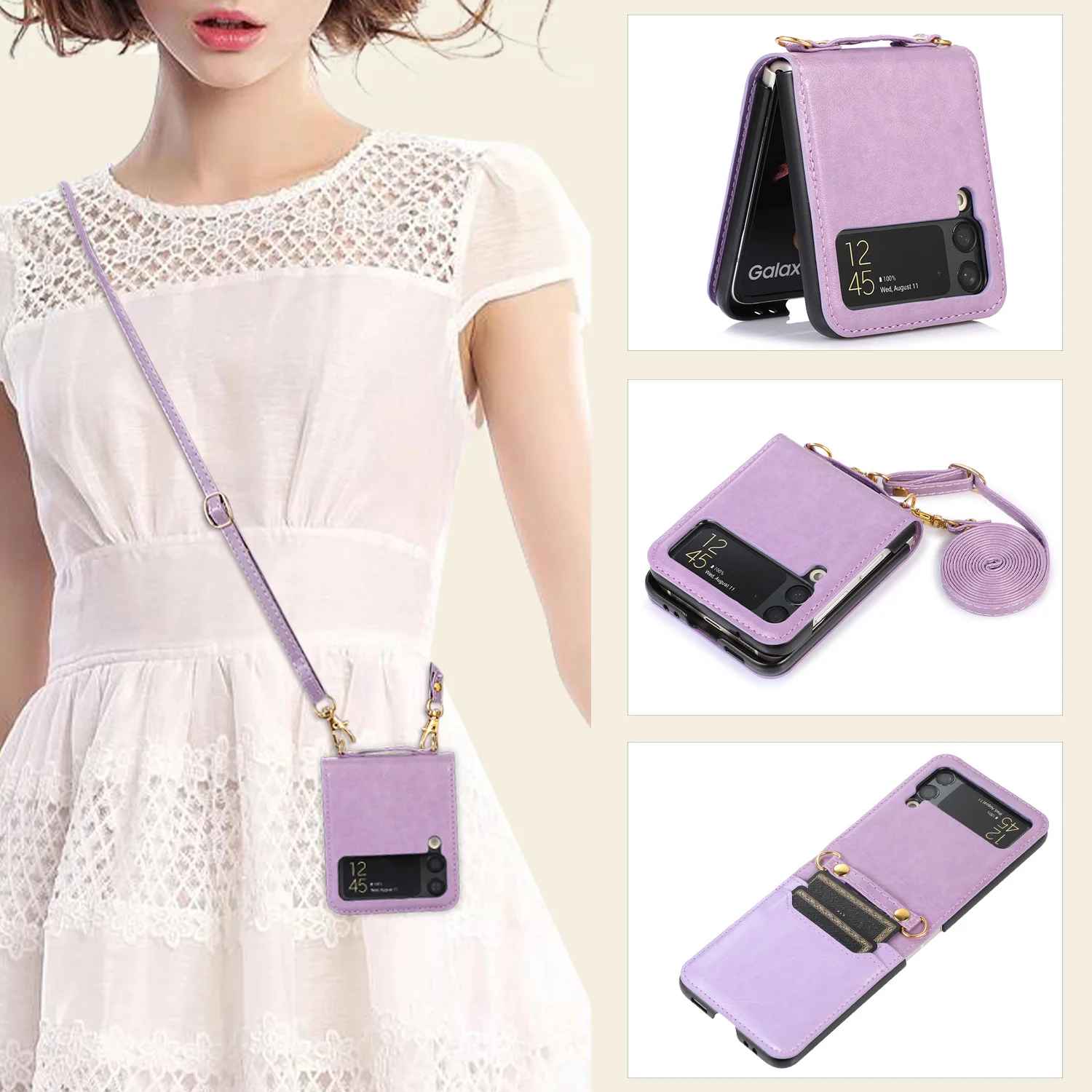 Applicable To Samsung Z Flip3 Diagonal Lanyard Card Back Cover Phone Case Lntegrated Folding Screen Back Cover PU Protective Cov
Applicable To Samsung Z Flip3 Diagonal Lanyard Card Back Cover Phone Case Lntegrated Folding Screen Back Cover PU Protective Cov