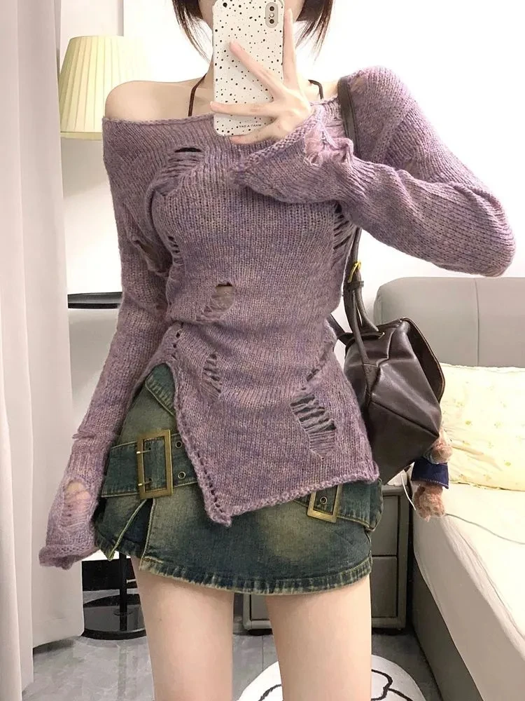 Y2K Women Korean Vintage Casual Acubi Purple Knit Sweater Aesthetics Long Sleeve Sweaters Knitted Gyaru Grunge Pullovers Clothes
Y2K Women Korean Vintage Casual Acubi Purple Knit Sweater Aesthetics Long Sleeve Sweaters Knitted Gyaru Grunge Pullovers Clothes