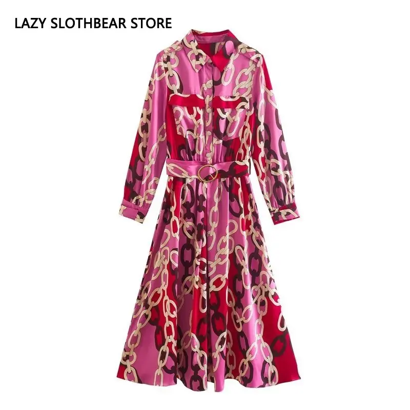 Women Fashion Vintage Shirt Dress Streetwear Office Lady Floral Long Sleeve Elegant Party Dress With Belt 
Women Fashion Vintage Shirt Dress Streetwear Office Lady Floral Long Sleeve Elegant Party Dress With Belt