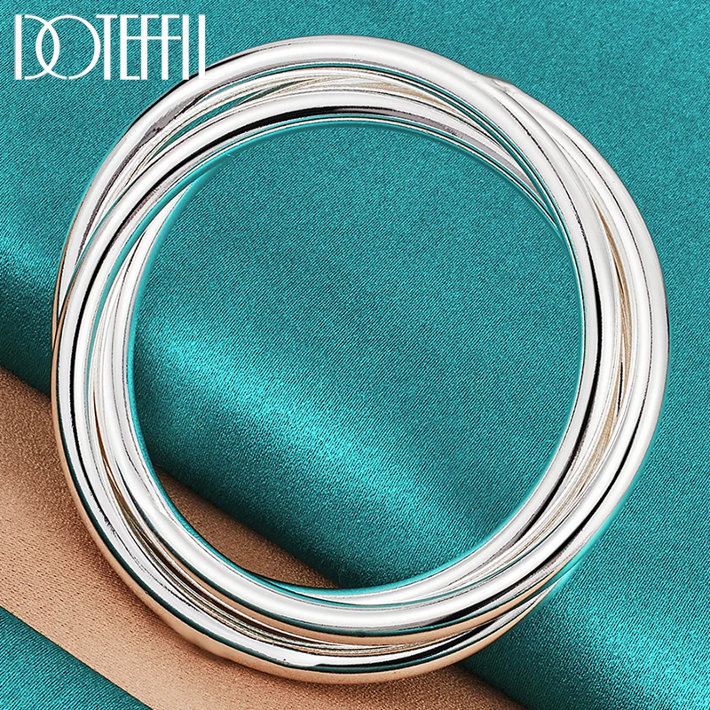 DOTEFFIL 925 Sterling Silver Three Lines Smooth Bangle Bracelet For Women Man Fashion Wedding Engagement Party Jewelry
DOTEFFIL 925 Sterling Silver Three Lines Smooth Bangle Bracelet For Women Man Fashion Wedding Engagement Party Jewelry