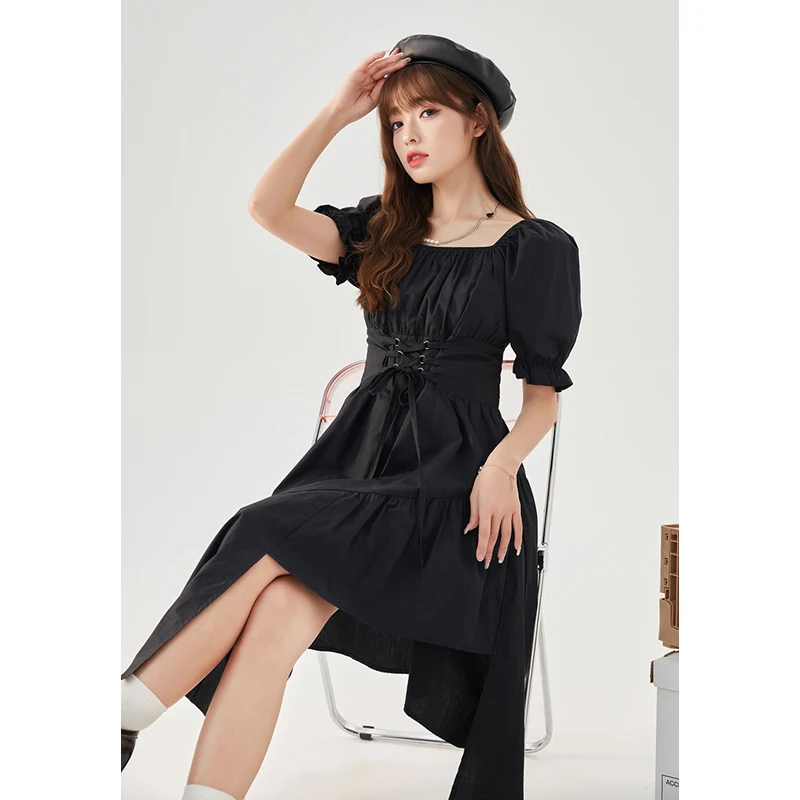 Y2K Черное женское повседневное элегантное готическое Новое корейское модное платье миди с пышными рукавами и квадратным вырезом, летние пл... 
Y2K Черное женское повседневное элегантное готическое Новое корейское модное платье миди с пышными рукавами и квадратным вырезом, летние пл...