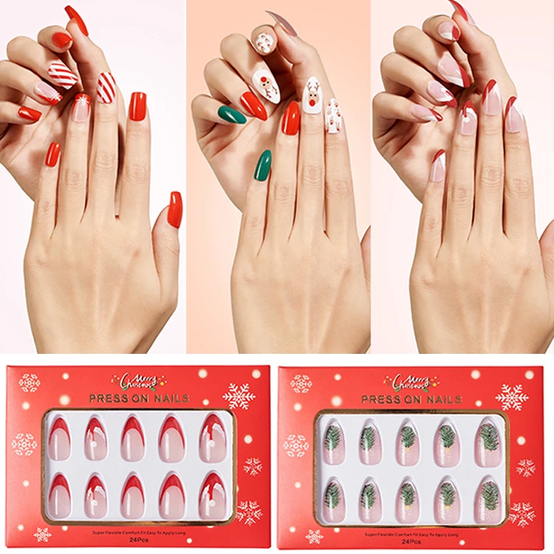 24Pcs Acrylic False Nails Press On Nail Cute Cherry French Almond Wearable Artificial Fake Nails Full Cover Nail Tips Manicure
24Pcs Acrylic False Nails Press On Nail Cute Cherry French Almond Wearable Artificial Fake Nails Full Cover Nail Tips Manicure
