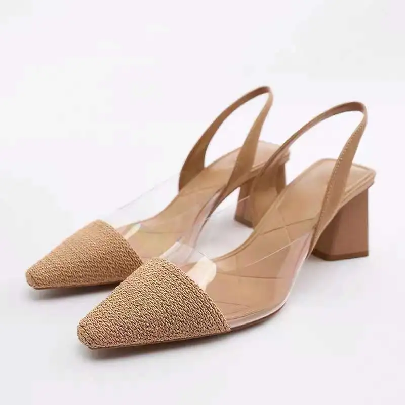 Za Pointed Toe Woven Half Slipper Shoes Plastic Slingback Fashion High Heels Women's Thick Heel Shallow Mouth Women's Sandals
Za Pointed Toe Woven Half Slipper Shoes Plastic Slingback Fashion High Heels Women's Thick Heel Shallow Mouth Women's Sandals