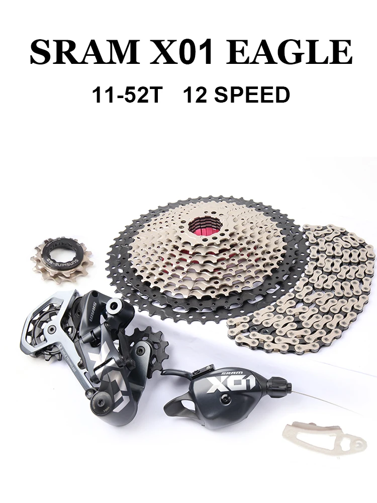 SRAM X01 EAGLE XO1 Bicycle Groupset 1X12 Speed Shifter Trigger Lever Rear Derailleur 11-52T Cassette XT Freewheel Chain Kit
SRAM X01 EAGLE XO1 Bicycle Groupset 1X12 Speed Shifter Trigger Lever Rear Derailleur 11-52T Cassette XT Freewheel Chain Kit