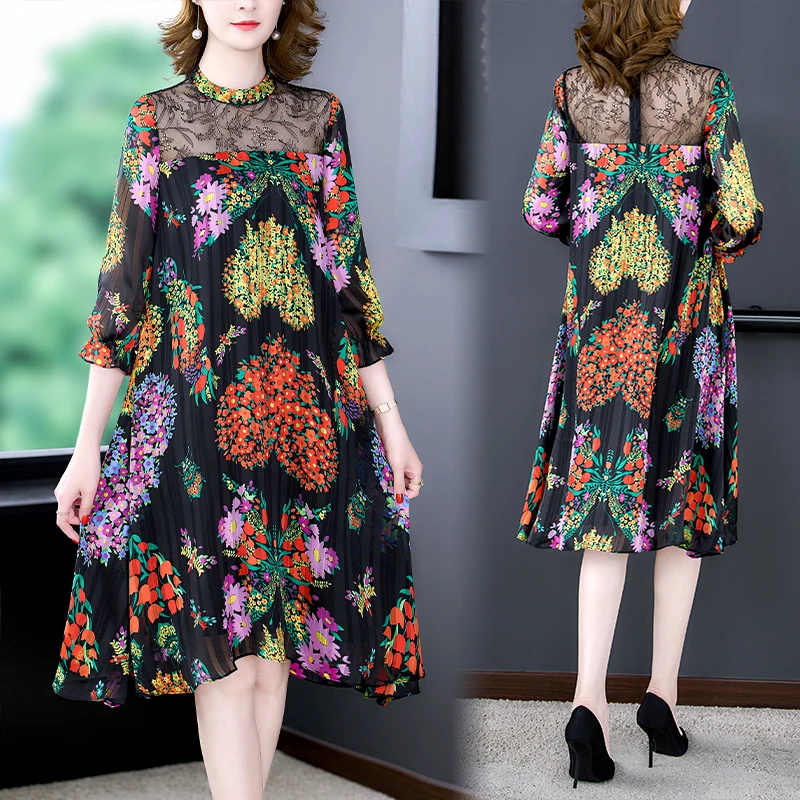 2022 Early Spring Women Dress Stitching Loose Floral Lace Chiffon Large Dresses Vintage Vestidos Elegantes Summer Clothes
2022 Early Spring Women Dress Stitching Loose Floral Lace Chiffon Large Dresses Vintage Vestidos Elegantes Summer Clothes