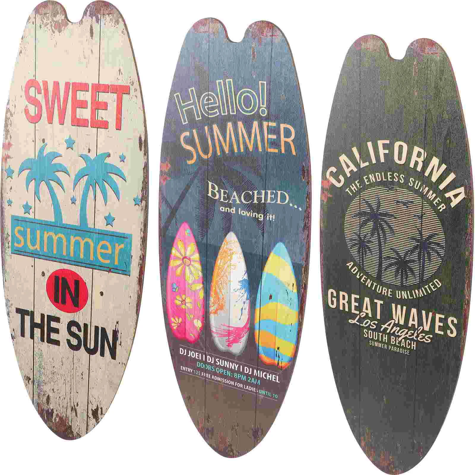 3 Pcs Surfboard Decoration Summer Beach Signs Wooden Tiki Bar Retro Home Plaque Coastal Wall Outdoor Seaside
3 Pcs Surfboard Decoration Summer Beach Signs Wooden Tiki Bar Retro Home Plaque Coastal Wall Outdoor Seaside