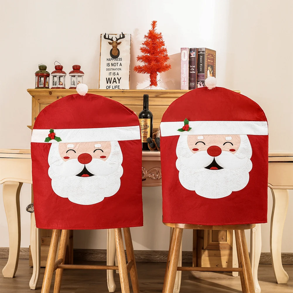 

Чехлы на стулья с принтом Санта-Клауса, снеговика, пылезащитные чехлы на стулья, настольные декорации, рождественские украшения для дома, ба...