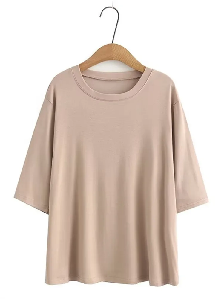 Plus Size Women's Clothing Solid Colour Loose Fitting Short Sleeve T-Shirt Simple O-Neck Mid Sleeve Summer Top For Obese Lady
Plus Size Women's Clothing Solid Colour Loose Fitting Short Sleeve T-Shirt Simple O-Neck Mid Sleeve Summer Top For Obese Lady