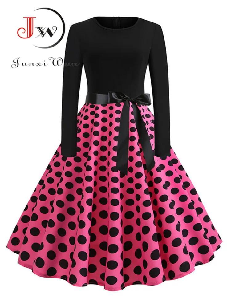 Women Elegant Vintage Dress Polka Dot Printed Party Dress Vestidos Long Sleeve Casual A-line robe Retro Dress
Women Elegant Vintage Dress Polka Dot Printed Party Dress Vestidos Long Sleeve Casual A-line robe Retro Dress