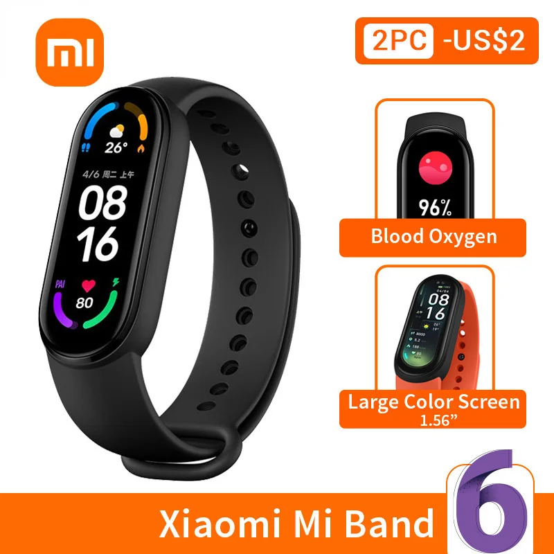 Xiaomi Mi Band 6 Smart Bracelet 5 Color AMOLED Screen Miband 6 Blood Oxygen Fitness Traker Bluetooth Waterproof Smart Team Best
Xiaomi Mi Band 6 Smart Bracelet 5 Color AMOLED Screen Miband 6 Blood Oxygen Fitness Traker Bluetooth Waterproof Smart Team Best
