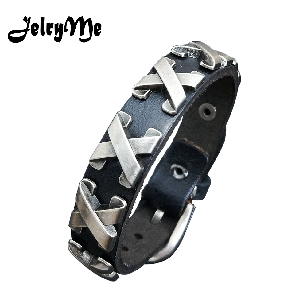 100% Genuine Leather Bracelets For Men Punk Jewelry Accessories Cross Rivets Studded Wrap Bracelet Cuff Wristband Hippie Bangles
100% Genuine Leather Bracelets For Men Punk Jewelry Accessories Cross Rivets Studded Wrap Bracelet Cuff Wristband Hippie Bangles