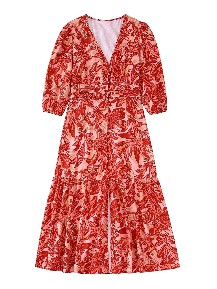 TFMLN Thin Women Loose Dresses 2022 Printed Vintage Female Mid-Calf Dresses Elastic High Waist Deep V-neck Sweet Outwear
TFMLN Thin Women Loose Dresses 2022 Printed Vintage Female Mid-Calf Dresses Elastic High Waist Deep V-neck Sweet Outwear