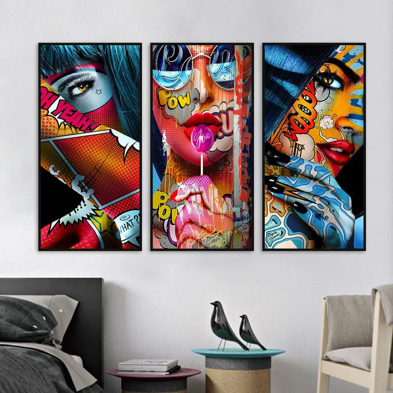 Graffiti Women Portrait Oil Painting Posters and Prints Wall Decor For Living Room Canvas Painting Comics Wall Art Picture Mural 
Graffiti Women Portrait Oil Painting Posters and Prints Wall Decor For Living Room Canvas Painting Comics Wall Art Picture Mural