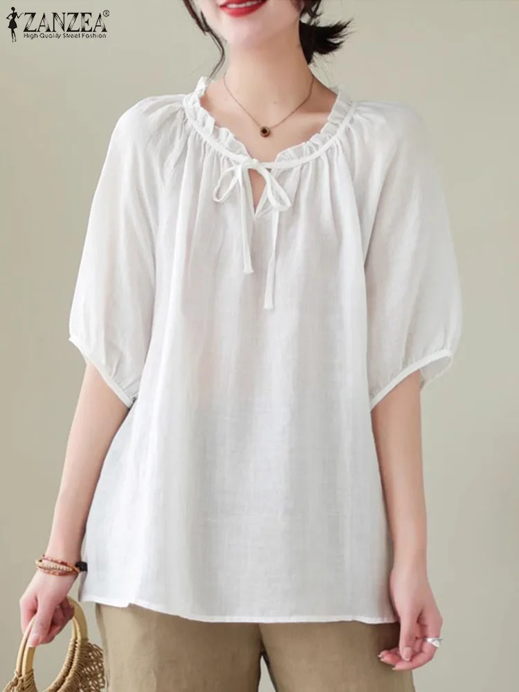 ZANZEA Women Vintage Pleating Blusas Female Fashion Bandage Ruffled Blouse Holiday Half Sleeve Tunics 2023 Summer Solid Tops
ZANZEA Women Vintage Pleating Blusas Female Fashion Bandage Ruffled Blouse Holiday Half Sleeve Tunics 2023 Summer Solid Tops