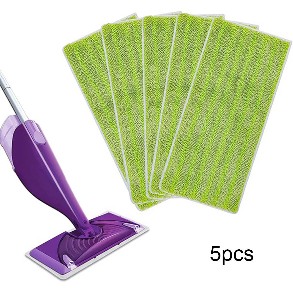

5 Pack/Set Microfiber Cloth Mop Pads For Swiffer Wet Jet 29*15cm Green Reusable Washable Mop Refills Replacement Accessories