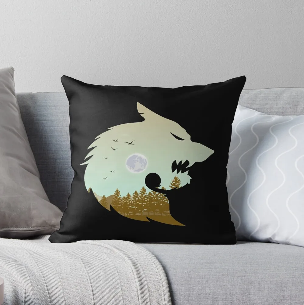 

Funny Twilight Wolf In Moonlight Howling Throw Pillow Print Zipper Decorative Pillowcase Pillow Core Not Included